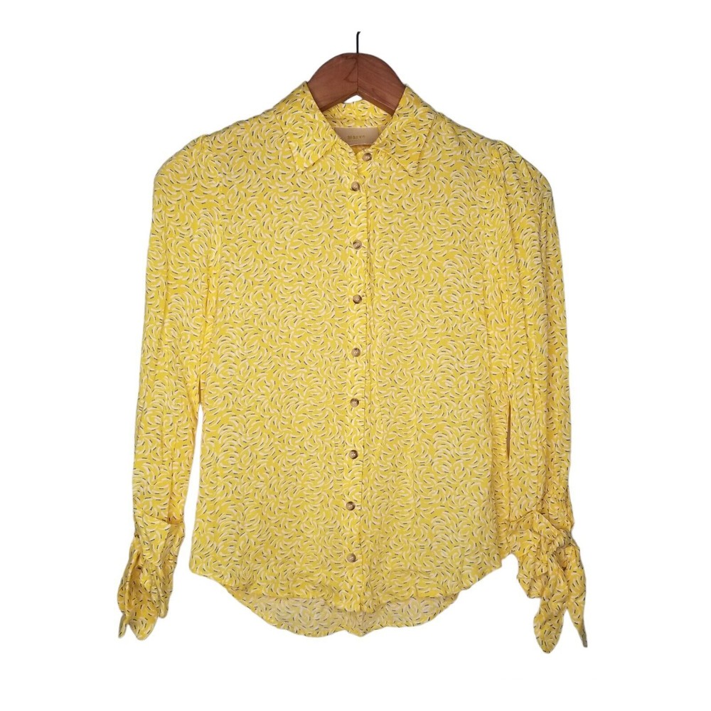 Anthropologie Maeve Blithe Button Down Blouse Collared Yellow Size 0 Small NWT